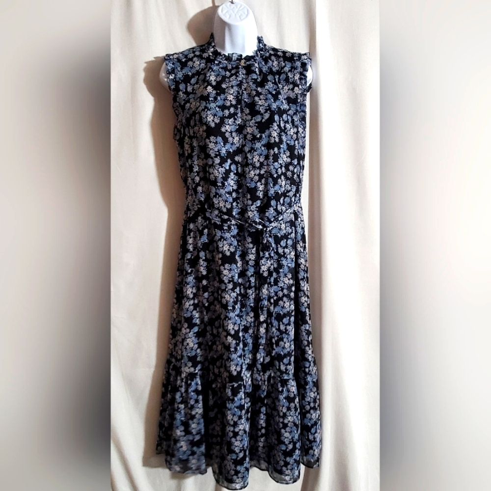 LOFT | Sleeveless Floral Maxi Dress with Fabric Belt | Size M